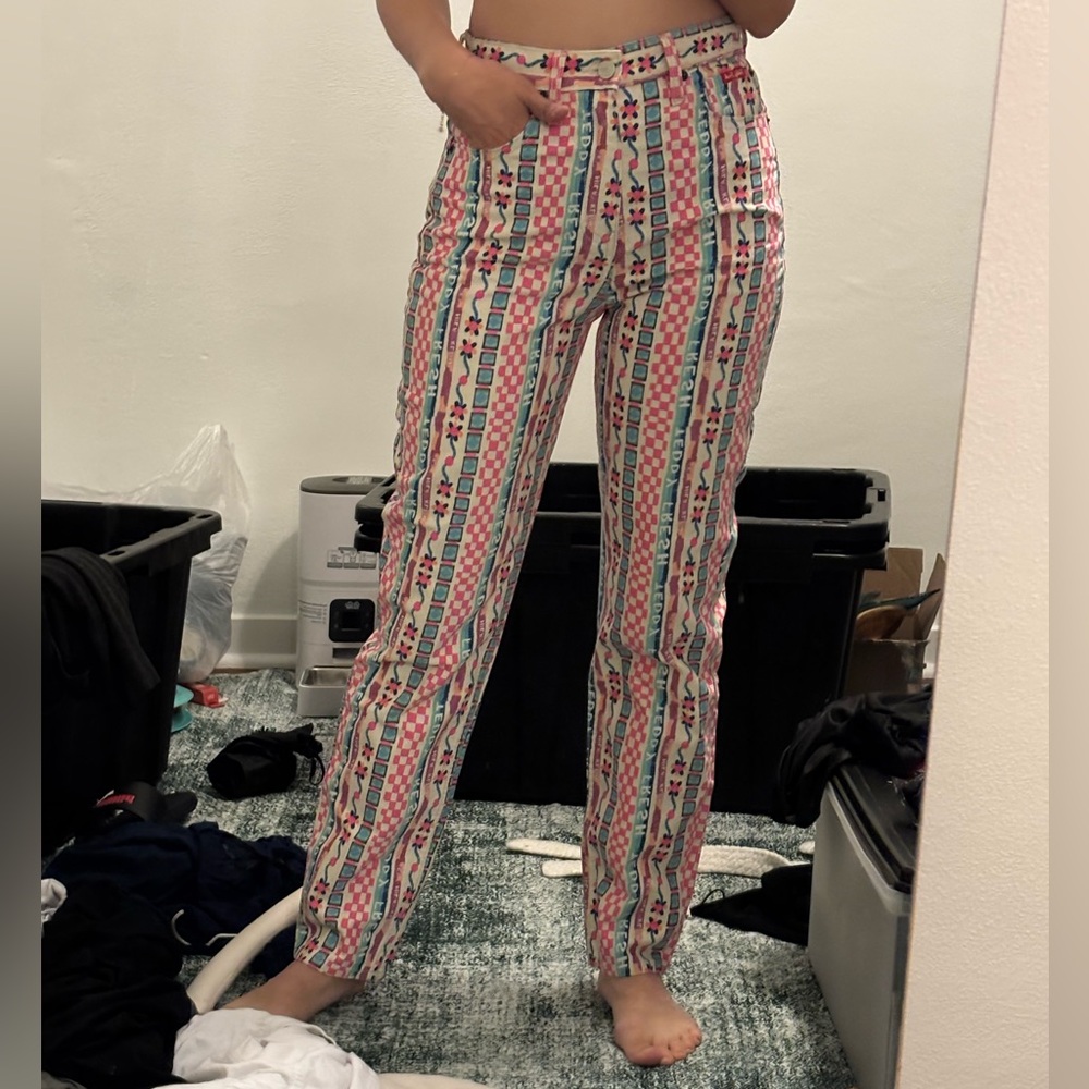 Funky Multicolored Patterned Pants - image 4